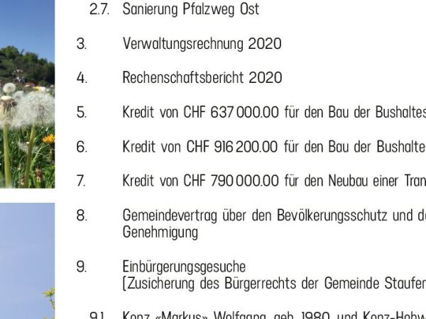 Neu gestaltete Broschüre für die Gemeindeversammlung