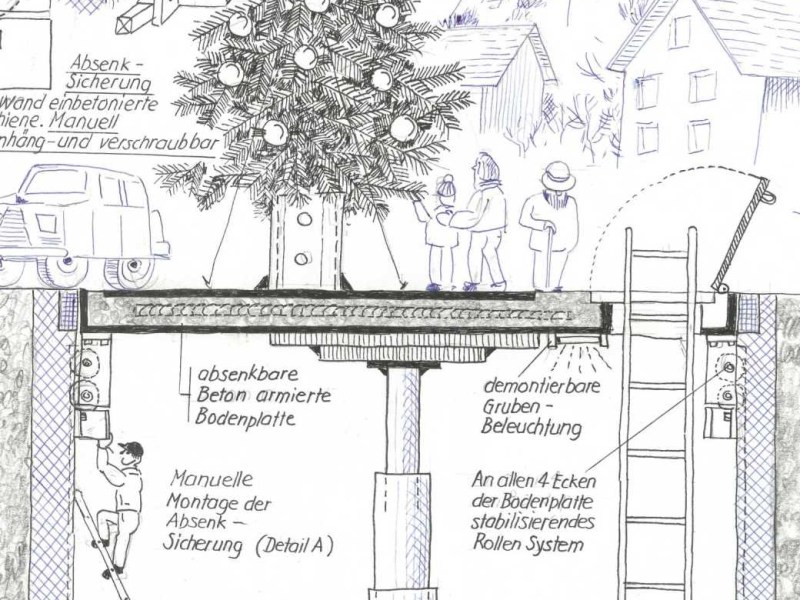 Eine versenkbare Weihnachtstanne auf dem&nbsp;Lindenplatz